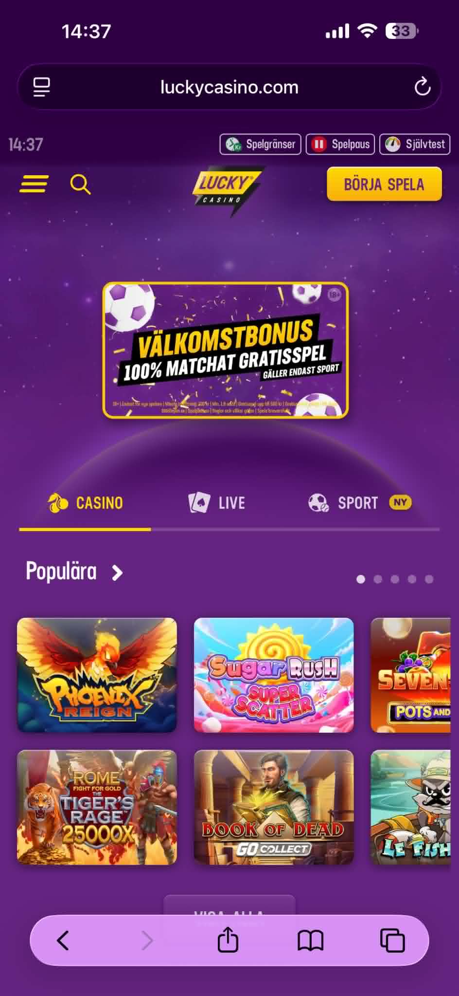 Registrering - Lucky Casino
