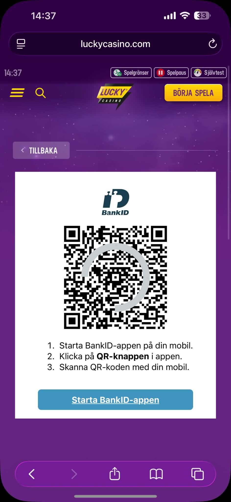 Registrering - Lucky Casino