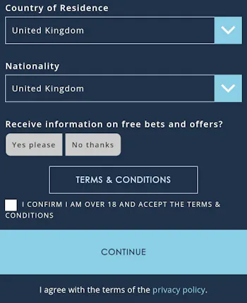 Sporting Index Registration 3