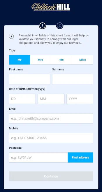 William Hill Registration 1