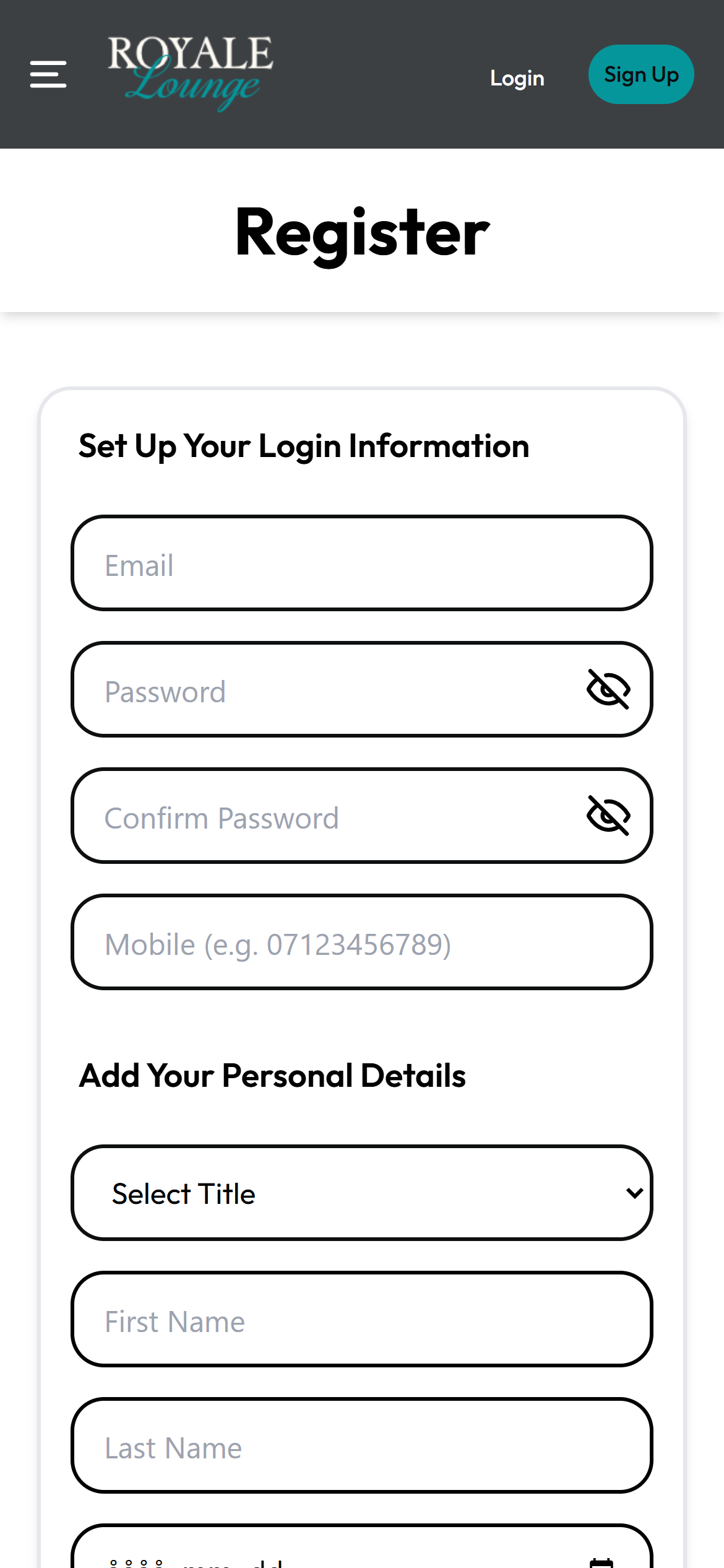 Royale Lounge registration 2