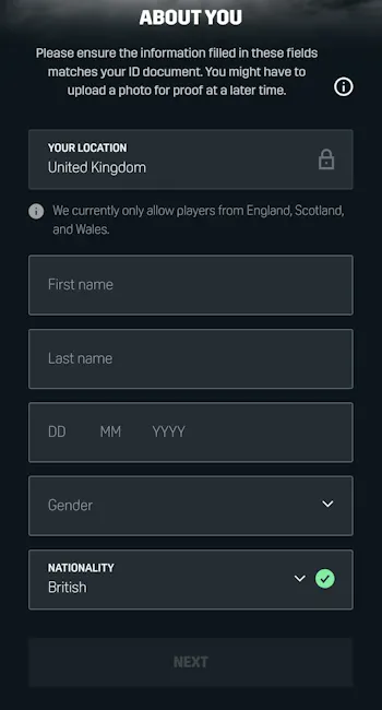 DAZN Bet Registration 1