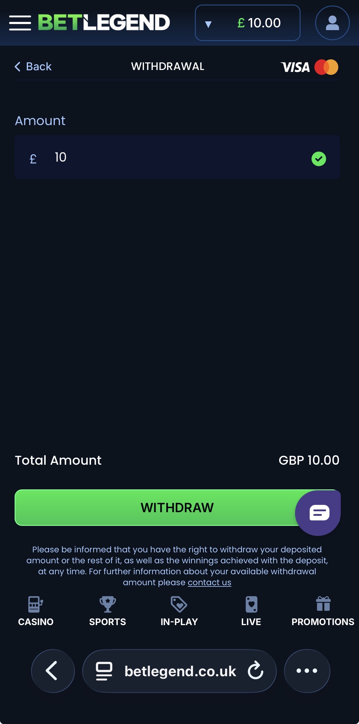 BetLegend Withdraw 4