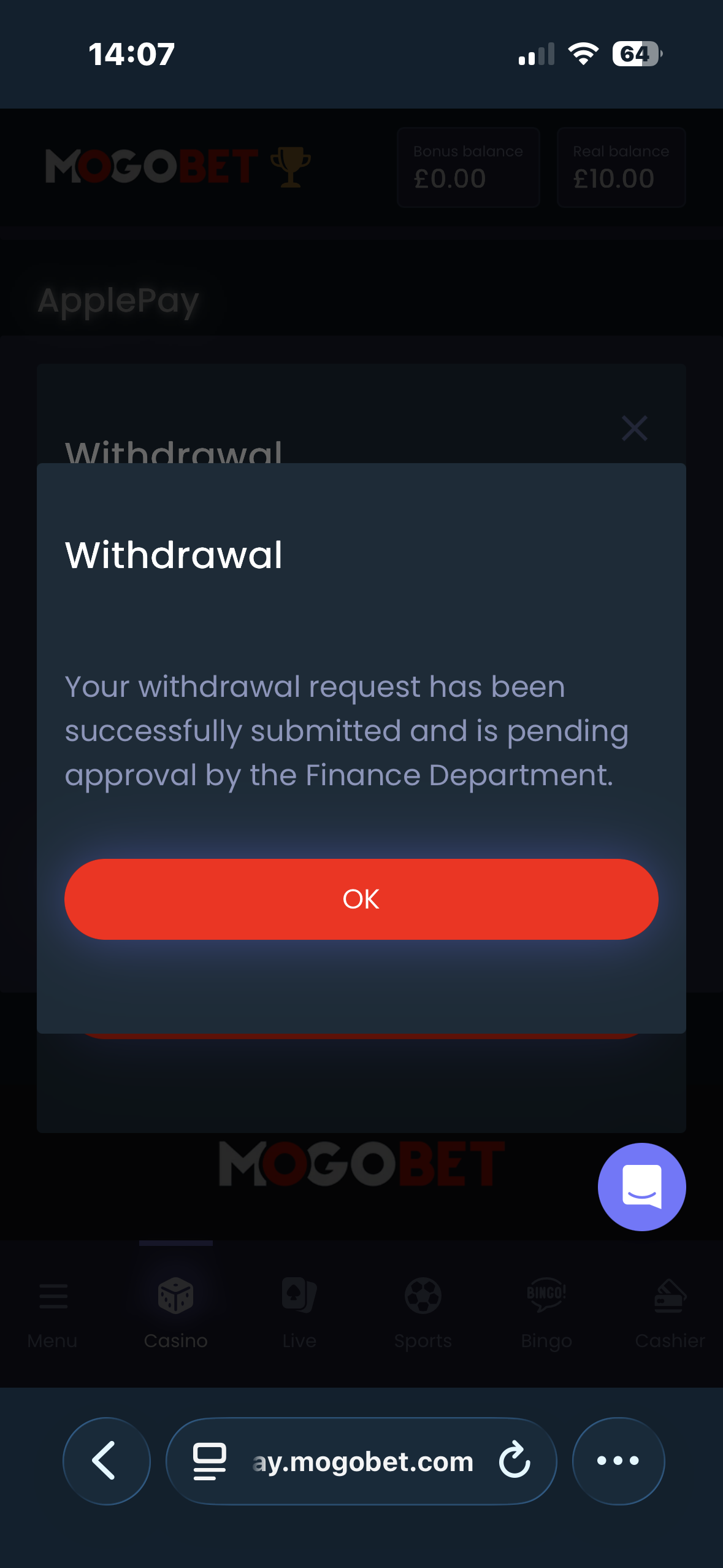 MogoBet Withdraw 6