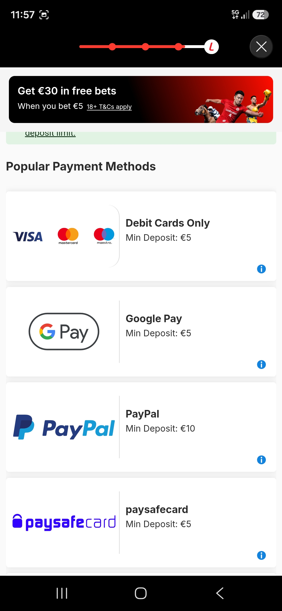 ladbrokes deposit 1 methods
