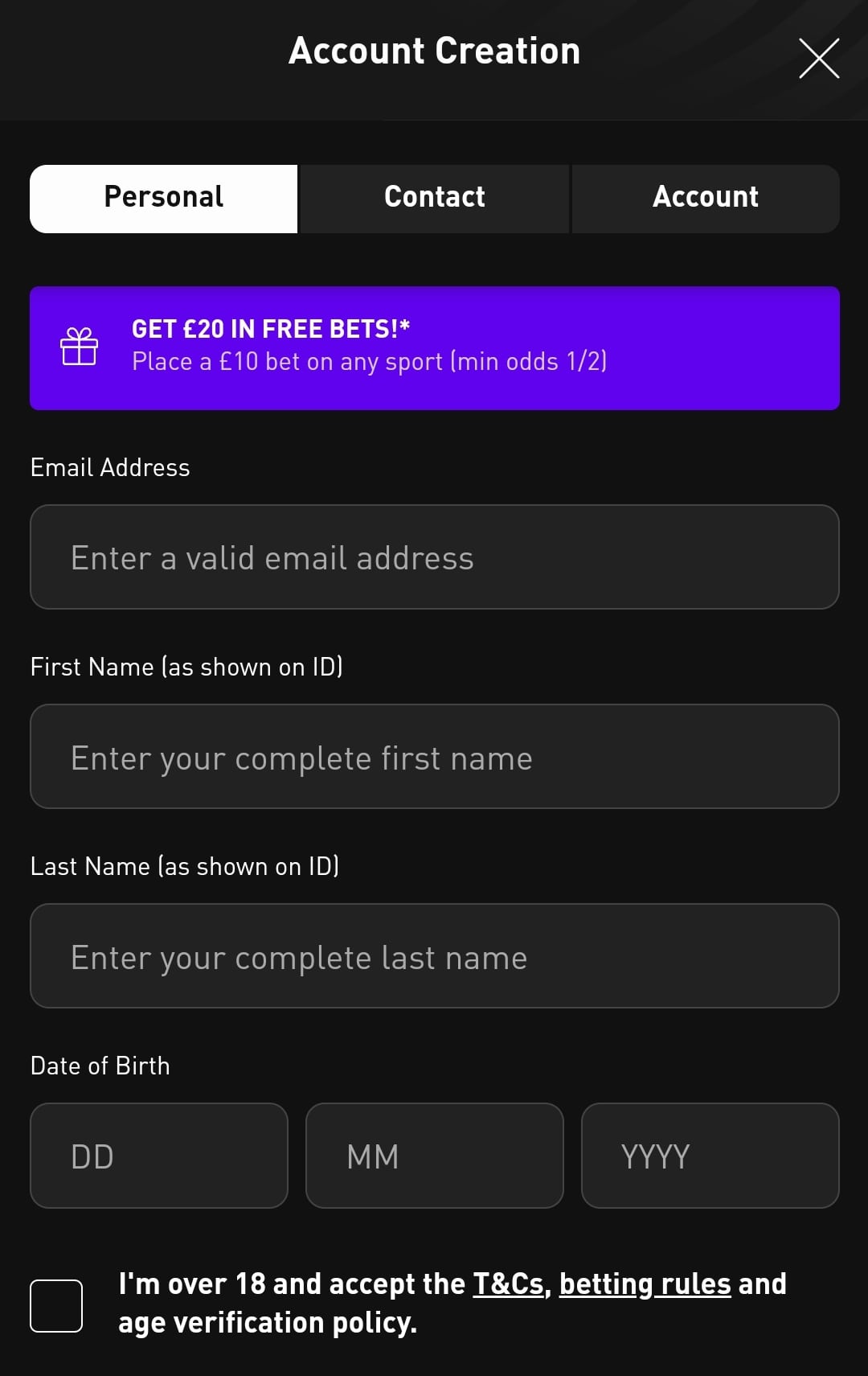 LiveScore Bet Registration 2