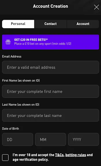 LiveScore Bet Registration 2