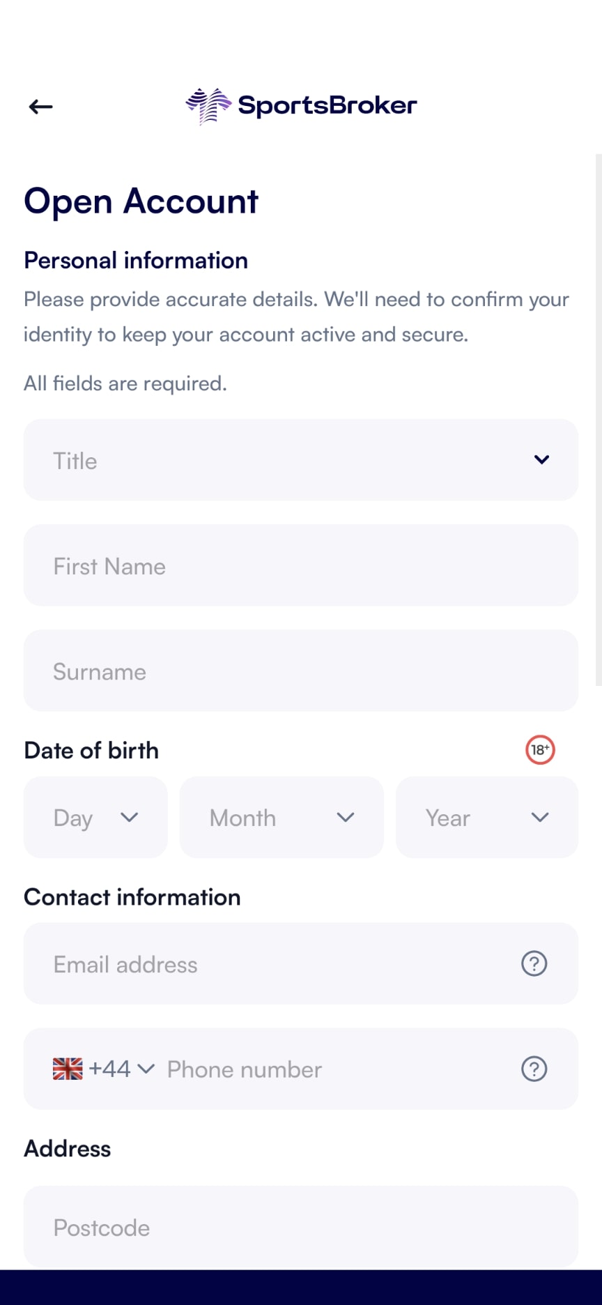 SportsBroker Registration 2