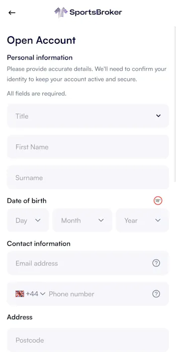 SportsBroker Registration 2