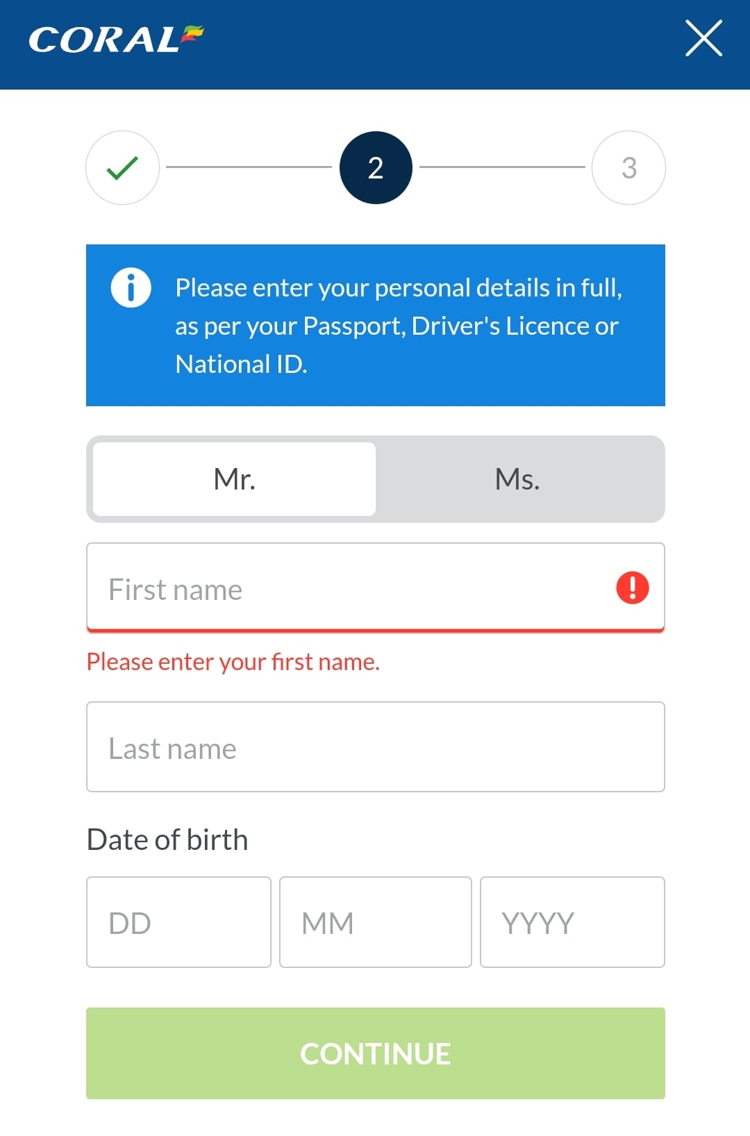 Coral Registration 2