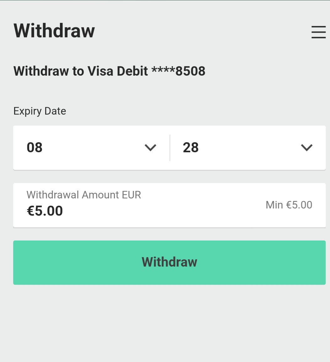 Enter withdrawal amount