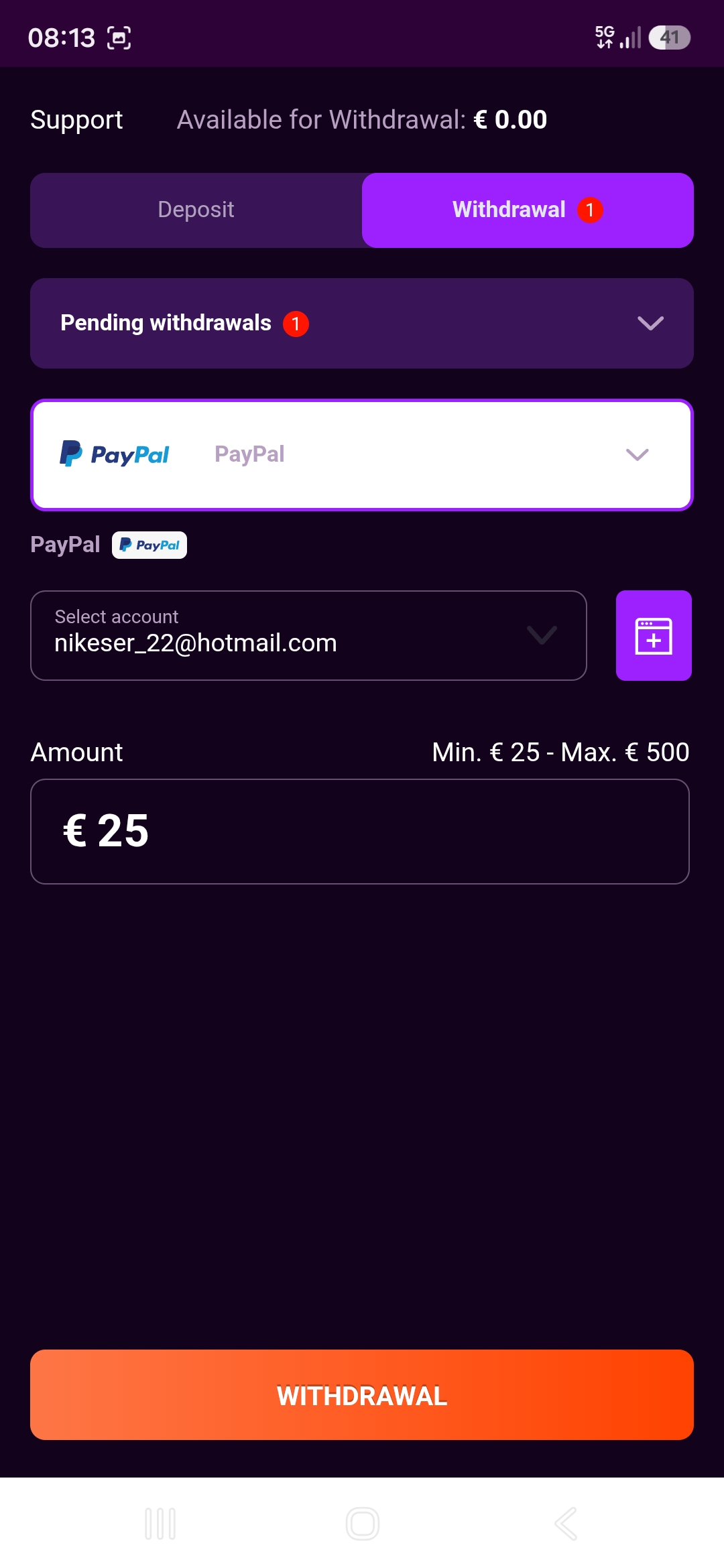Tonybet Paypal withdrawal (2)