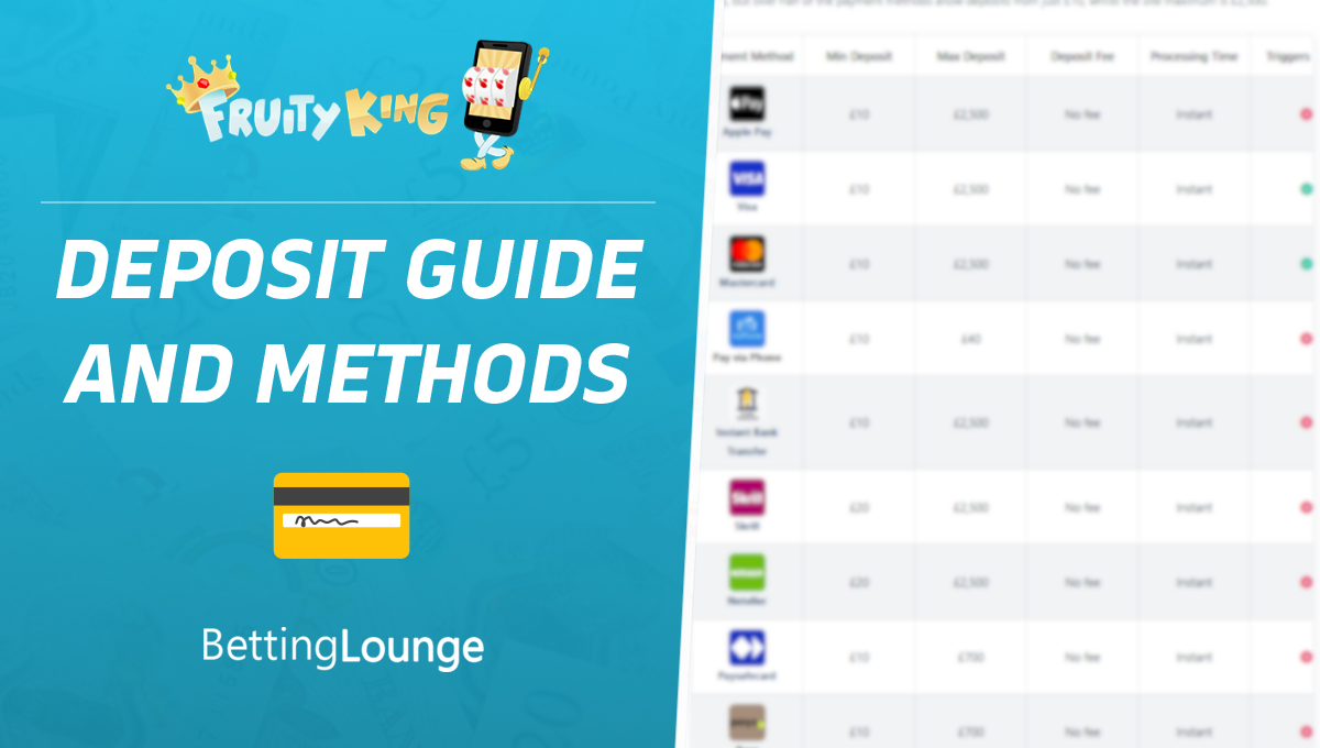 Fruity King deposit guide and methods