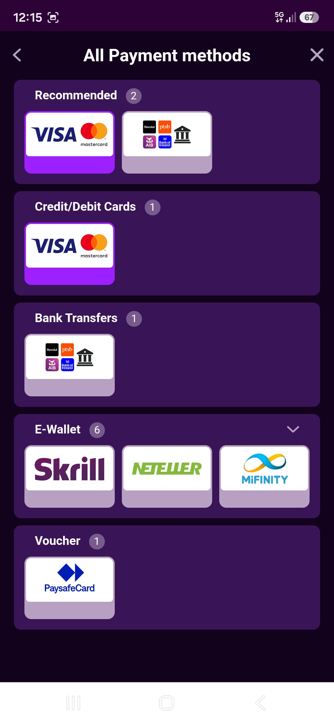 Tonybet payment options