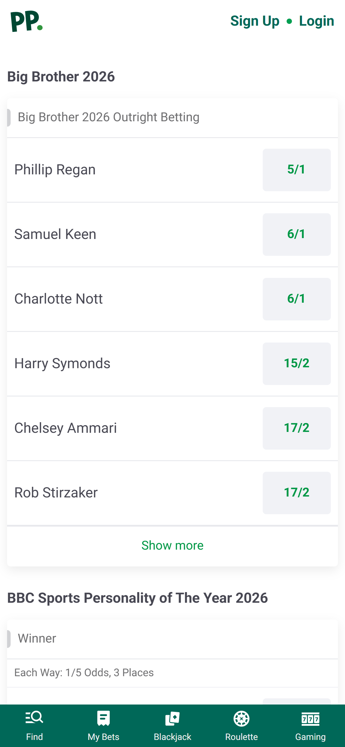 Paddy Power special bets Ireland