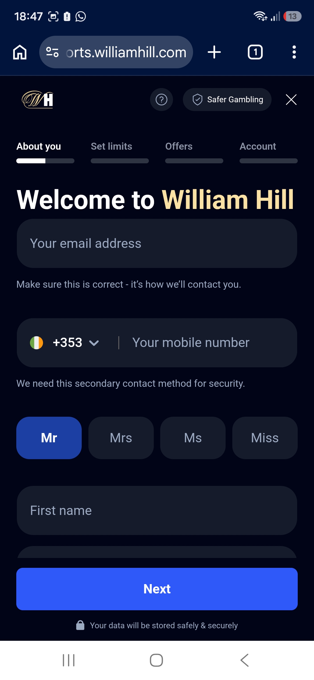 Input personal details