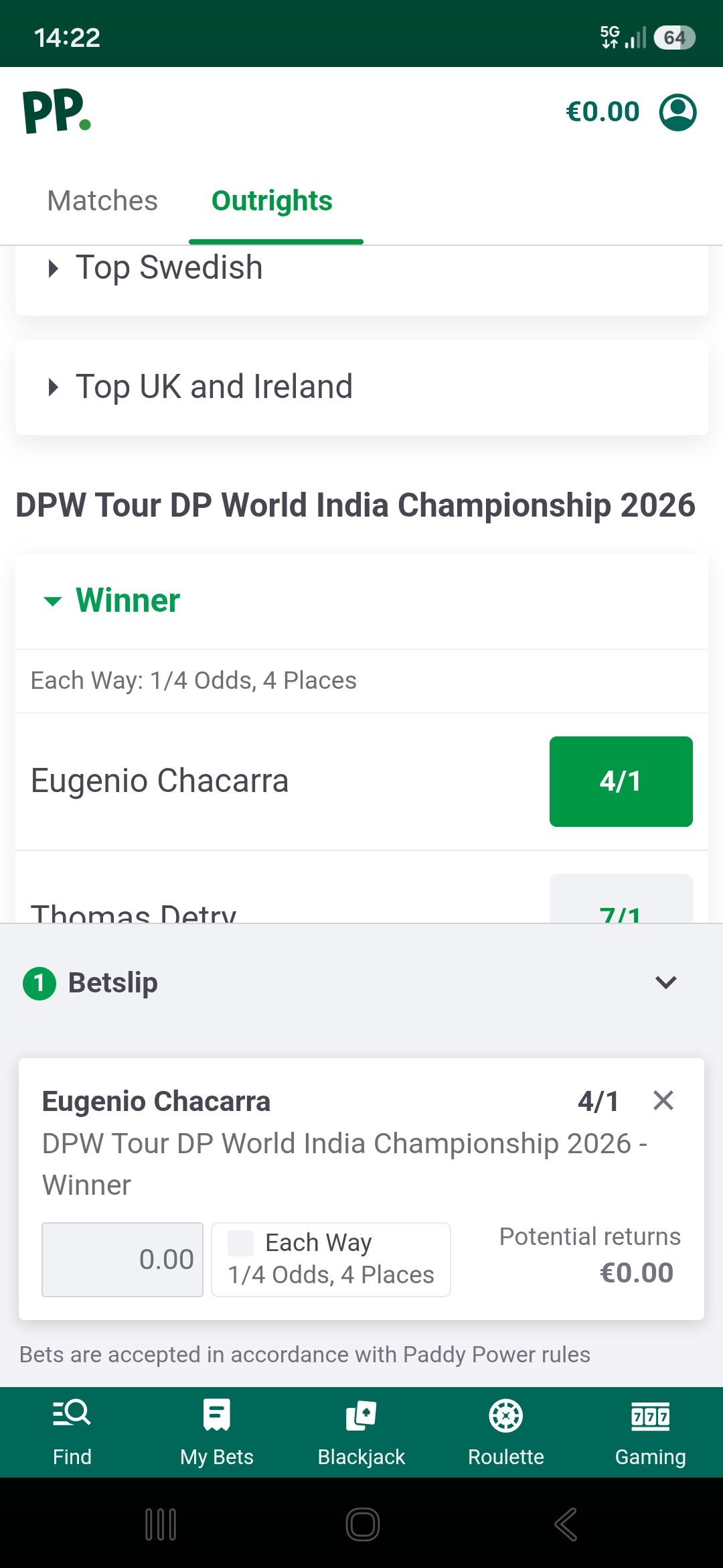 Paddy Power bet