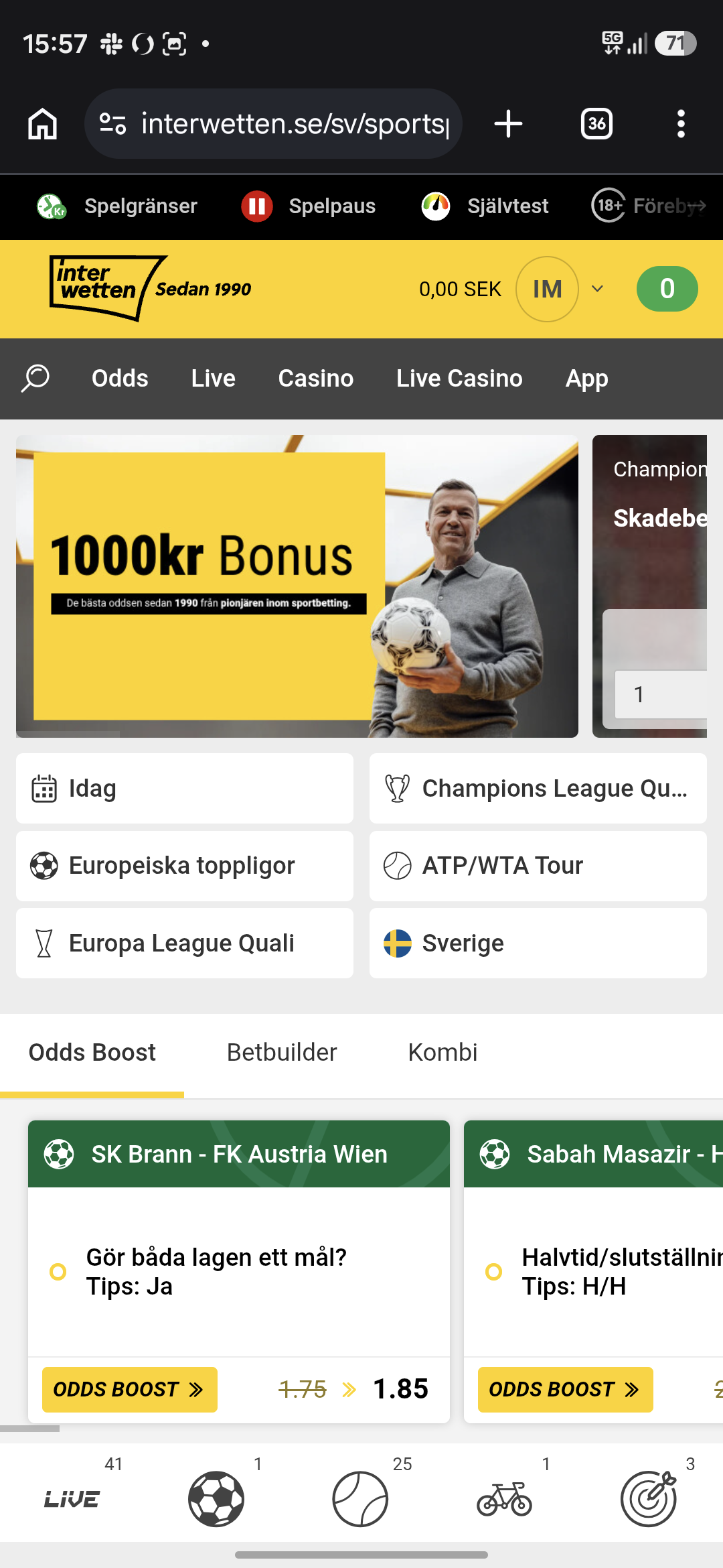 Insättning - Interwetten