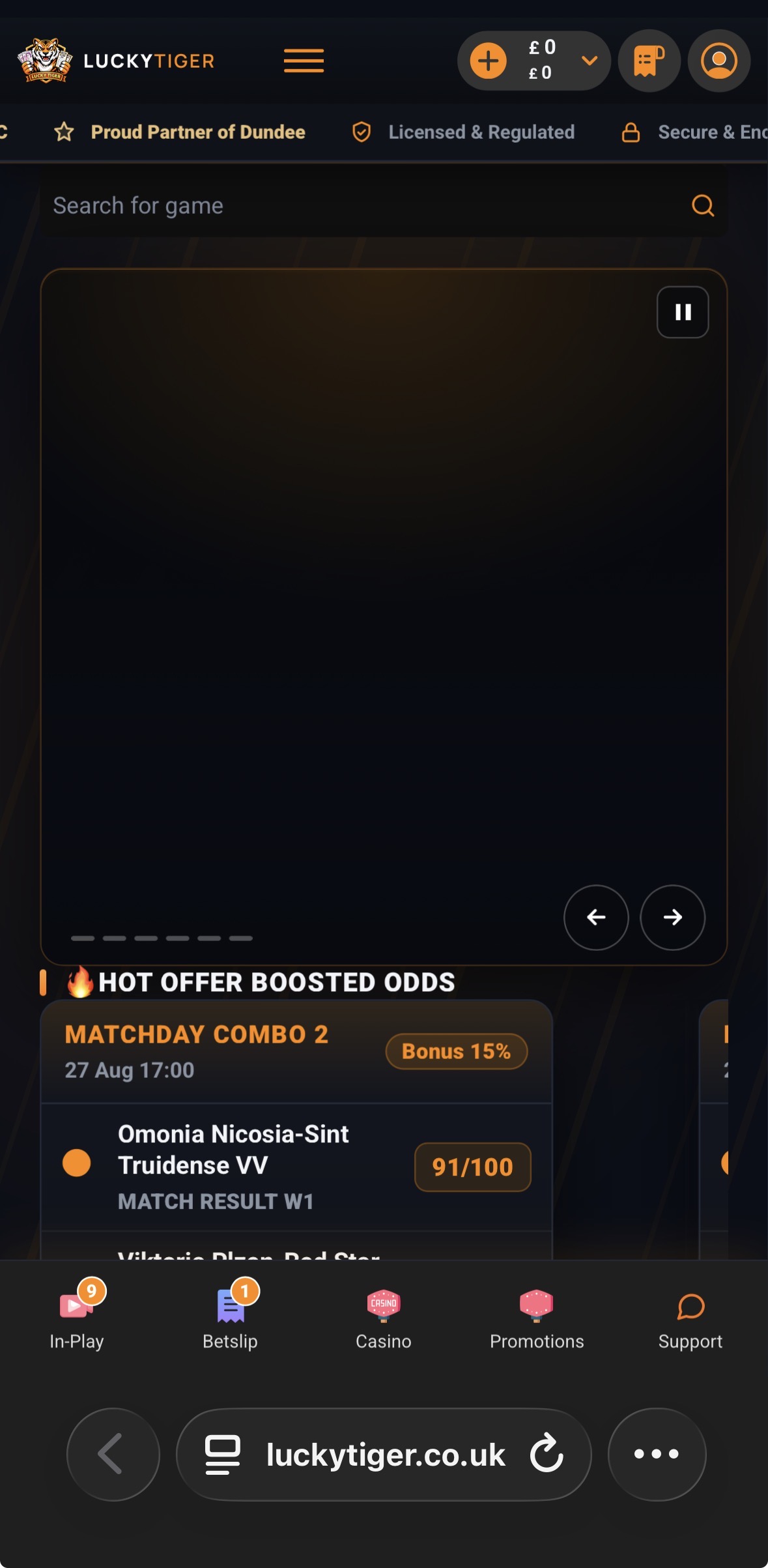 Lucky Tiger Sportsbook Loading Error