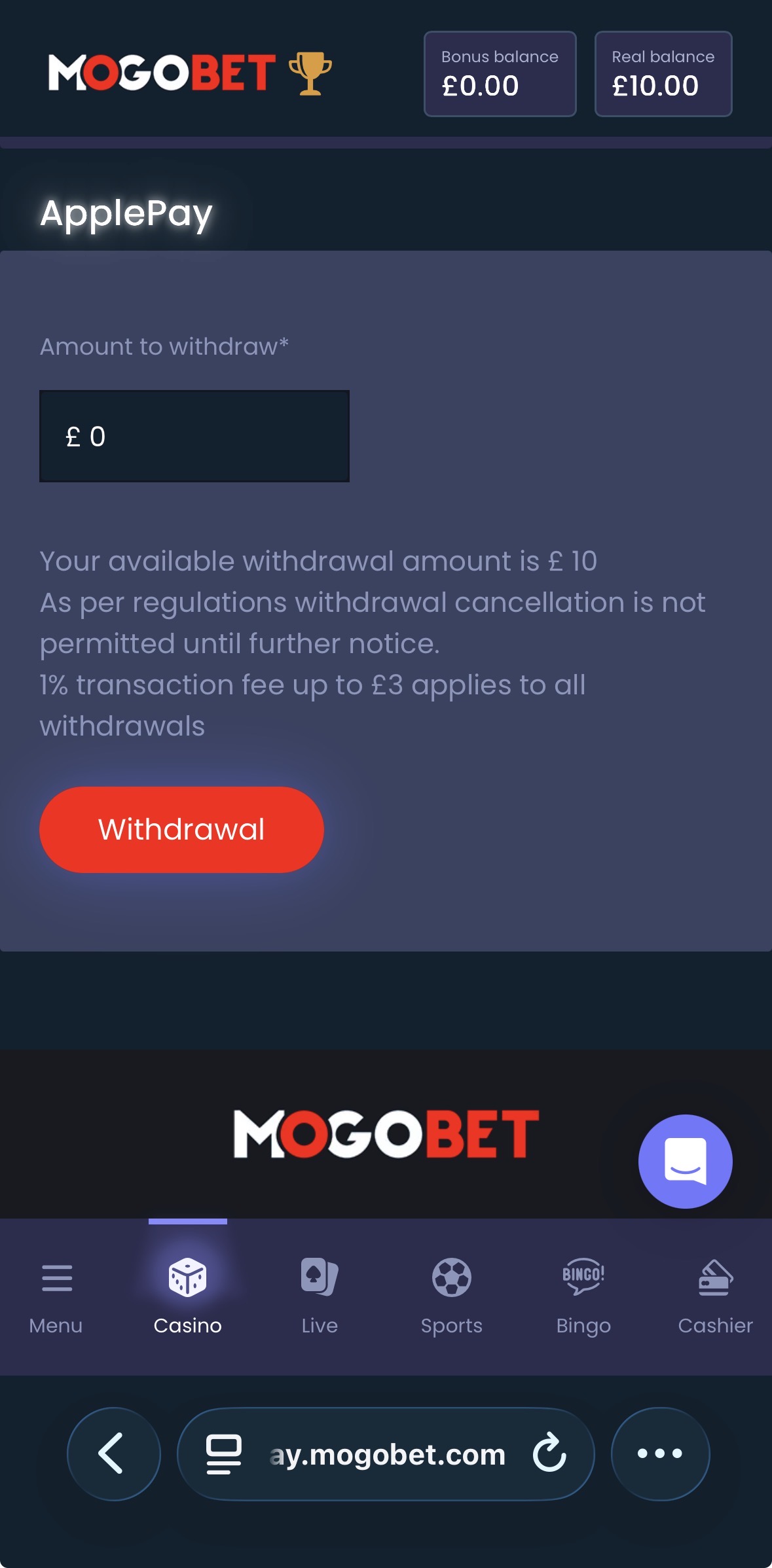 MogoBet Withdraw 4