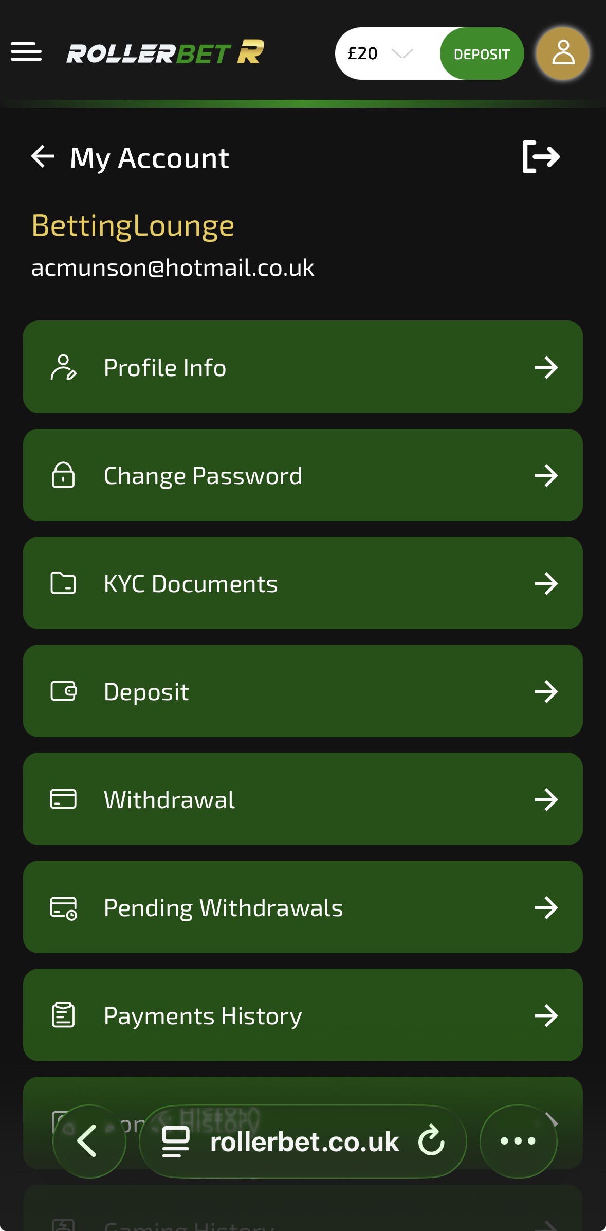 Rollerbet Withdraw 2