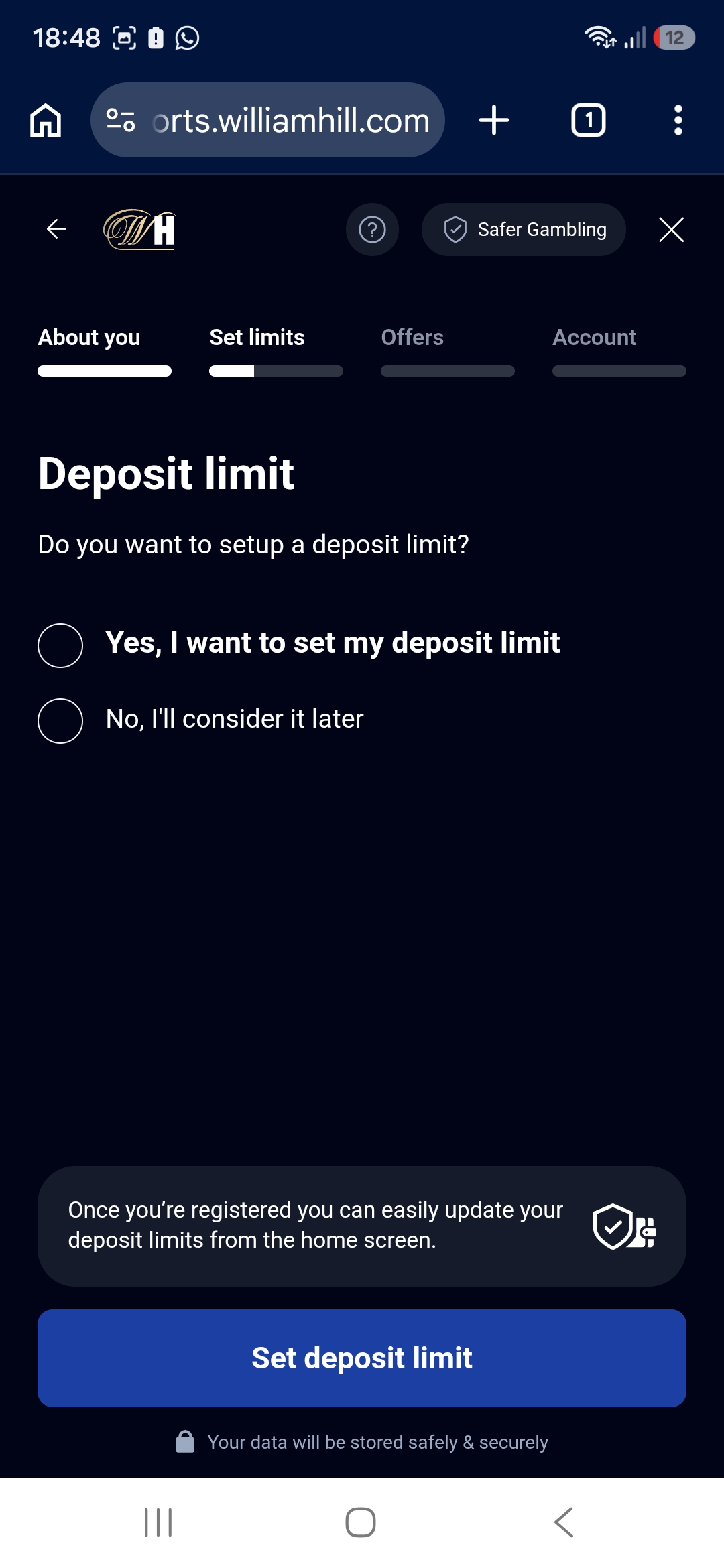 Set deposit limits