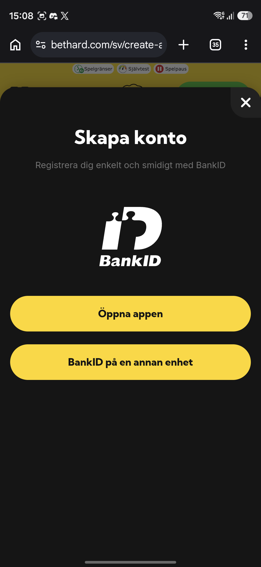Bethard bonus BankID verifiering