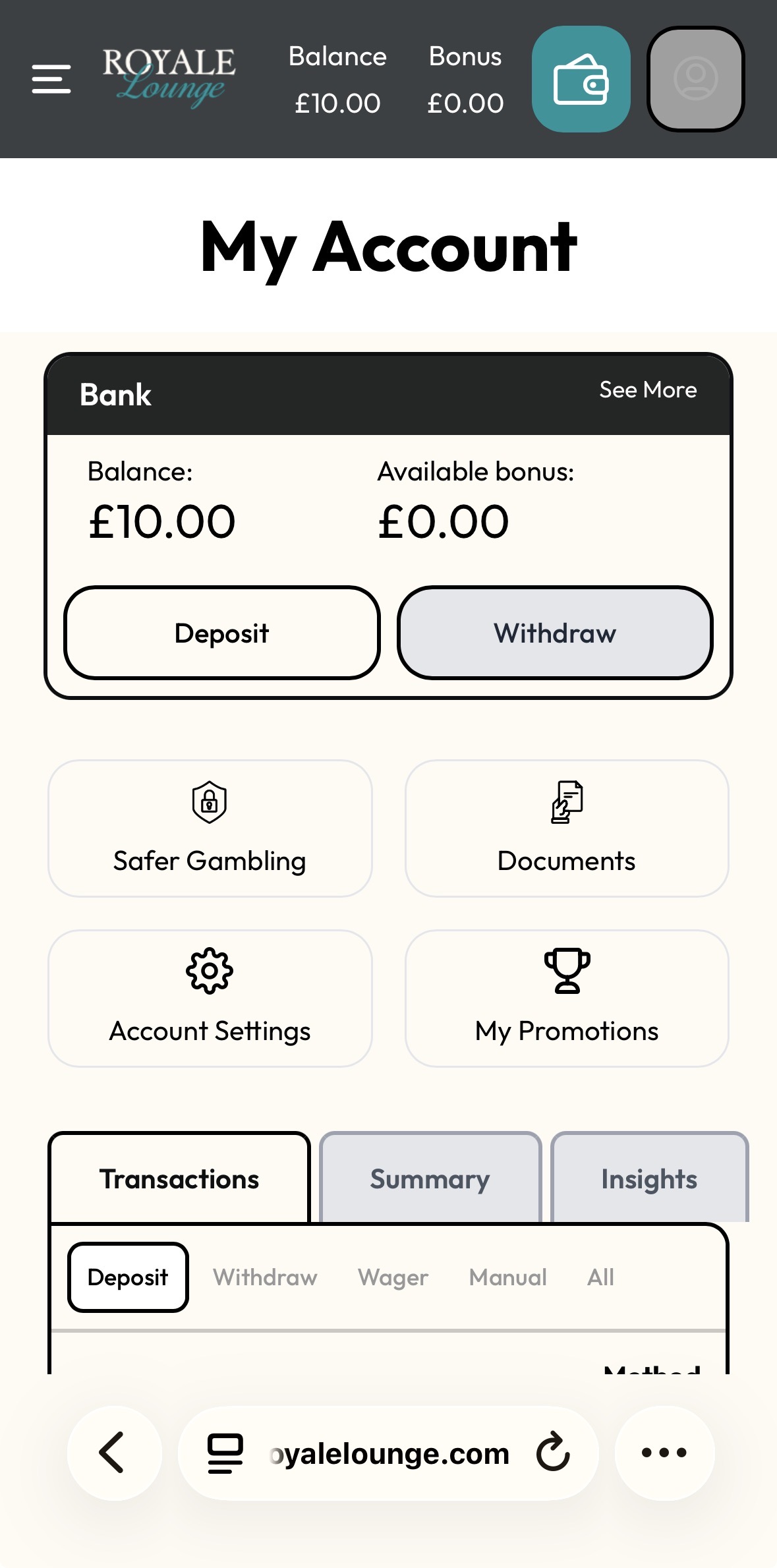 Royale Lounge Withdraw 2
