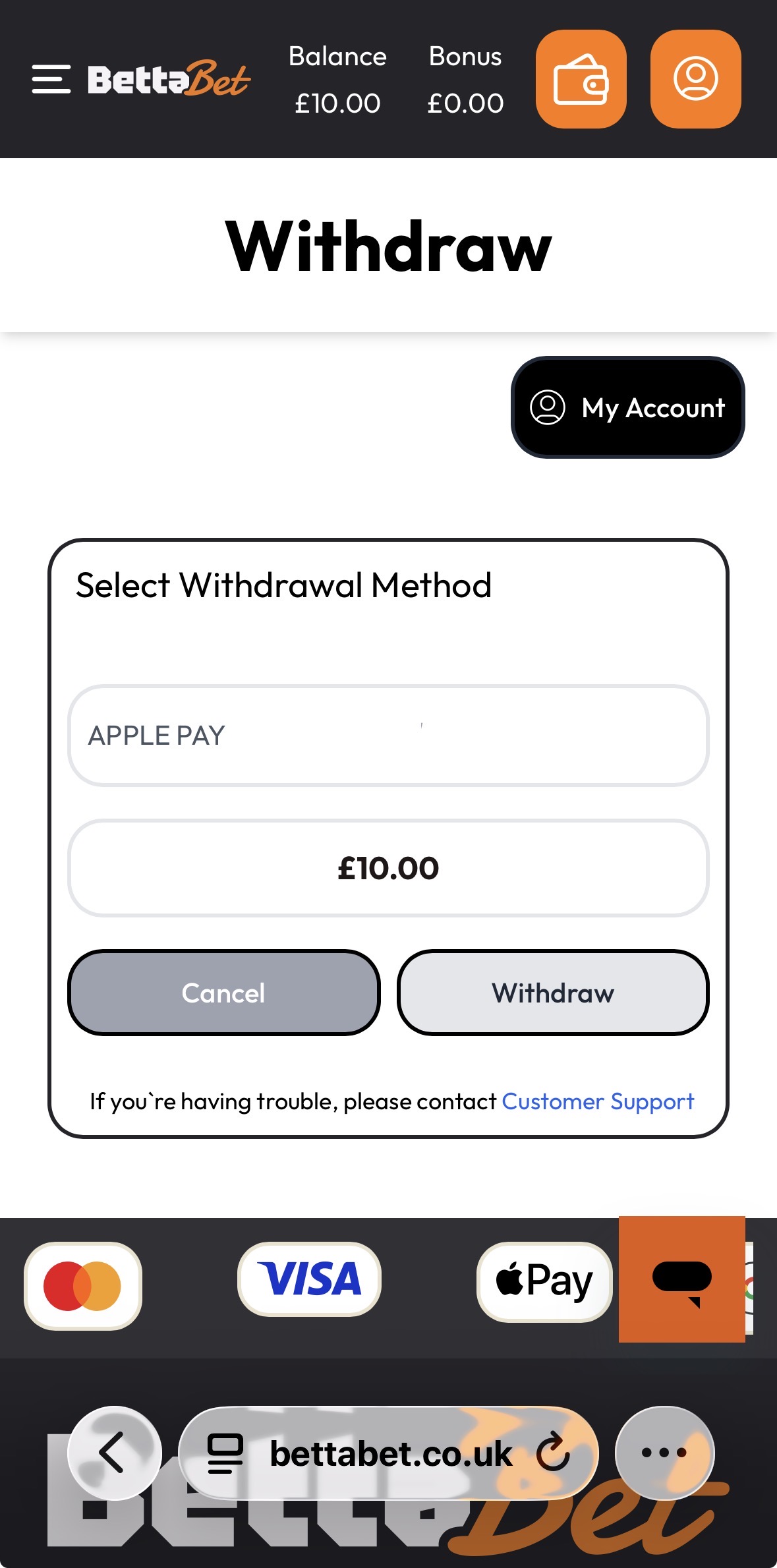 Betta Bet Withdraw 3