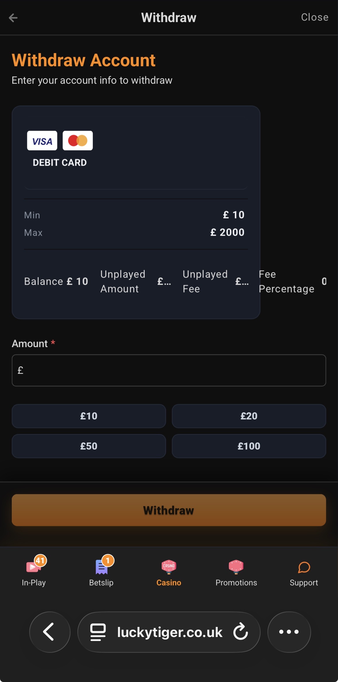 Lucky Tiger Withdraw 4
