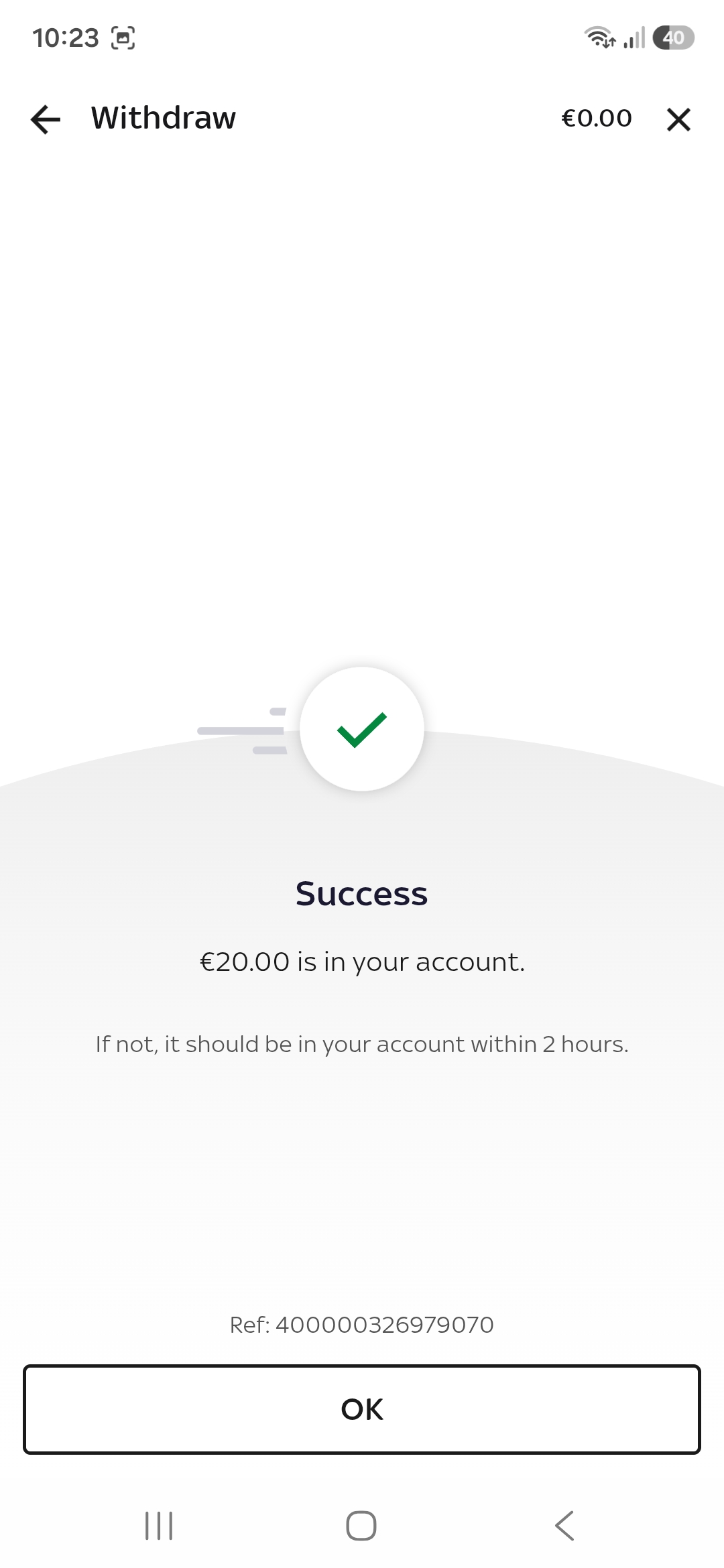 Sky Bet withdrawal success