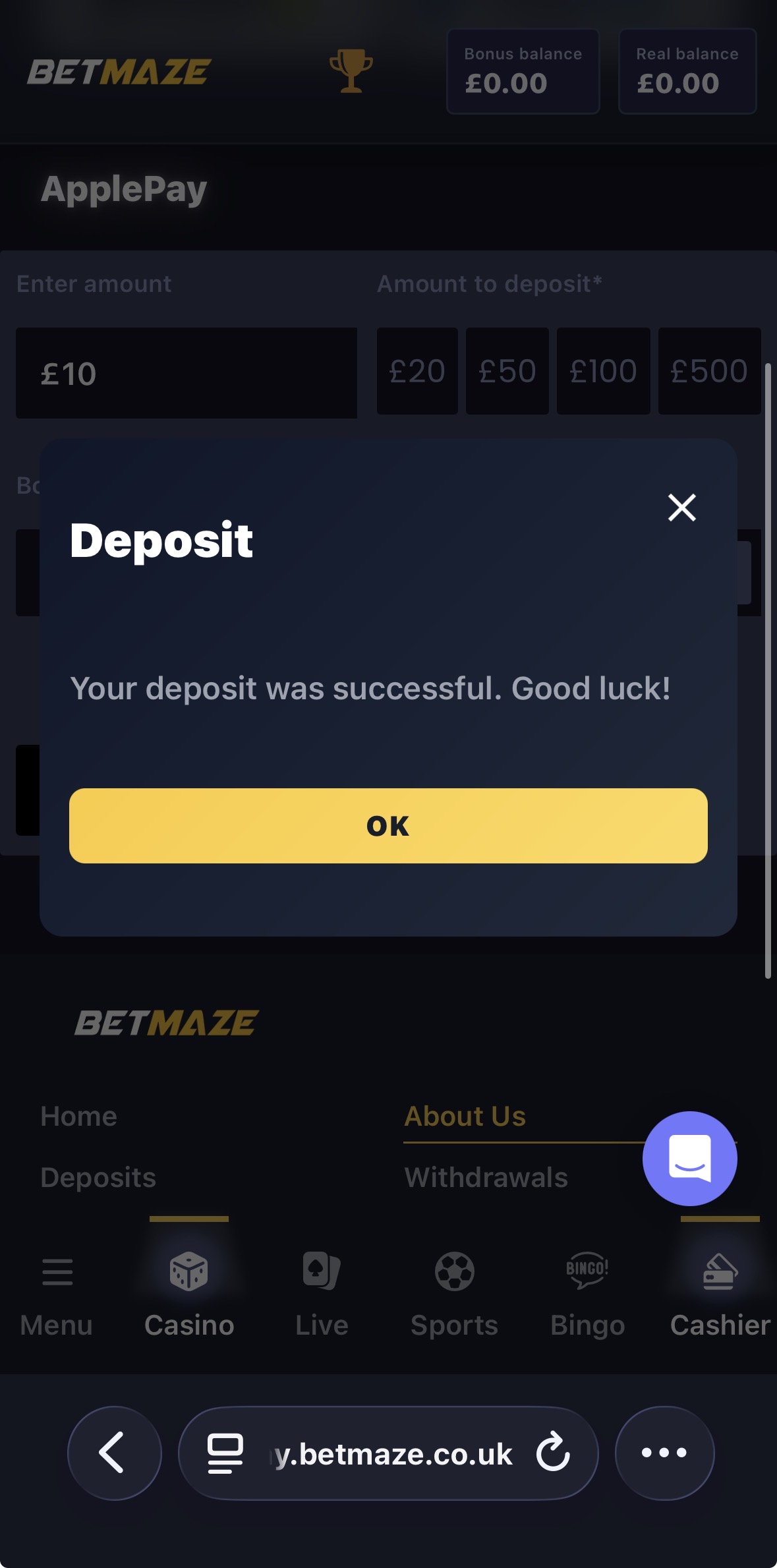 BetMaze Deposit 5