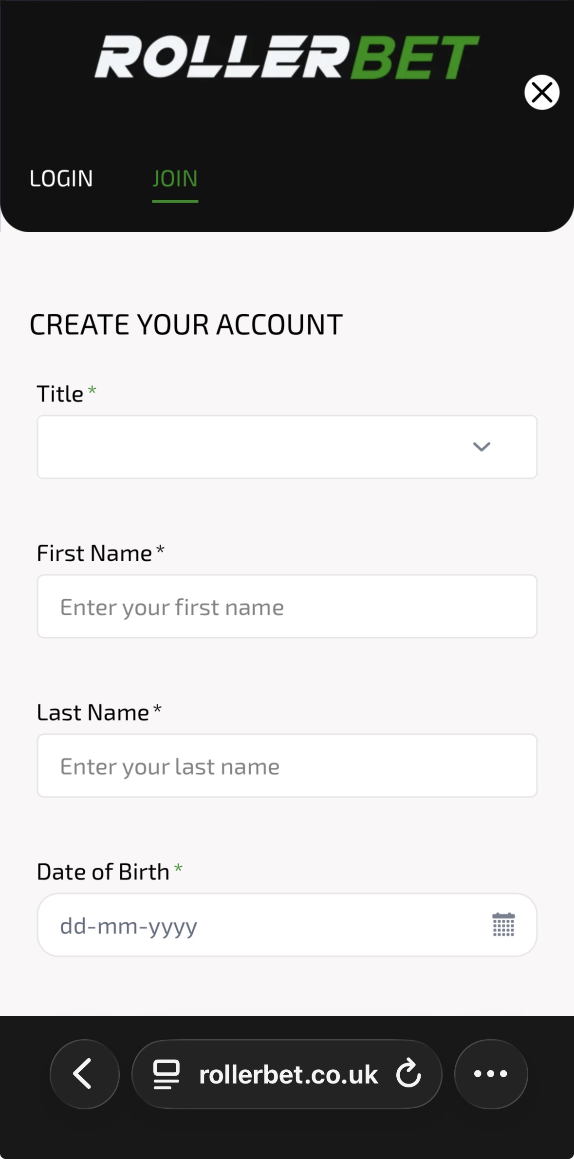 Rollerbet Registration 2