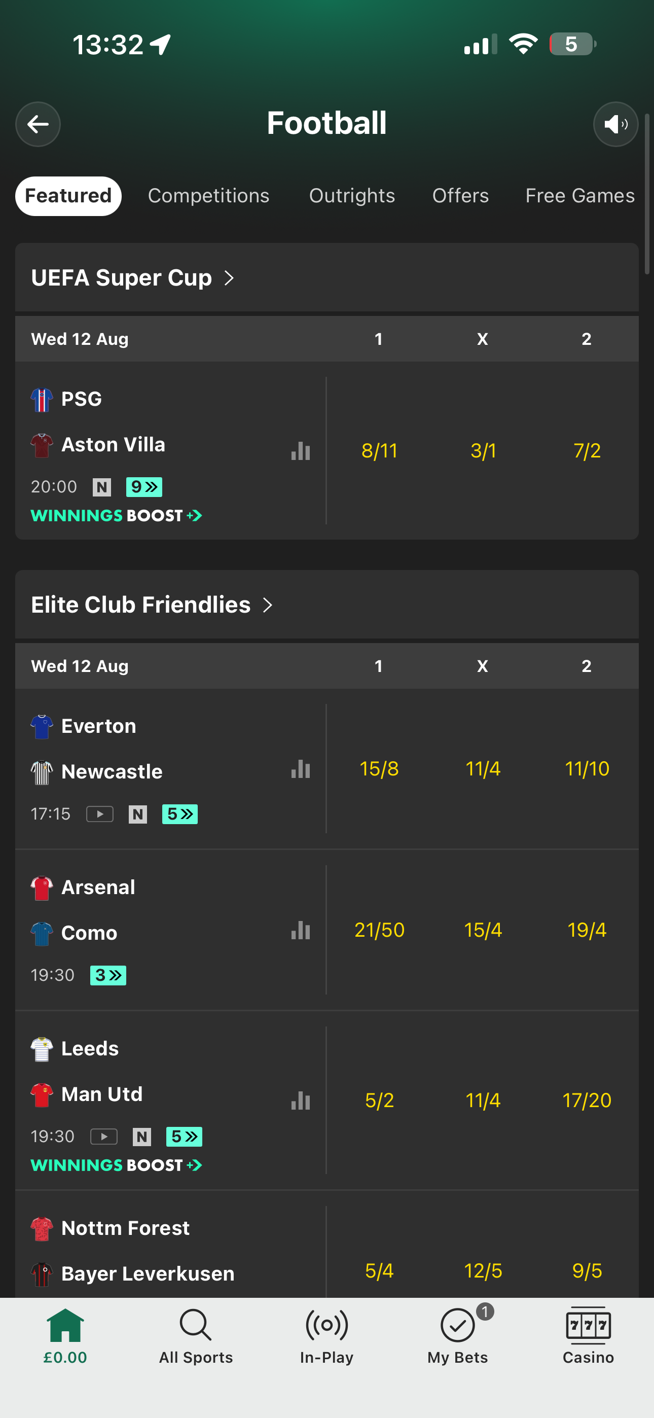 Bet365 Football Home