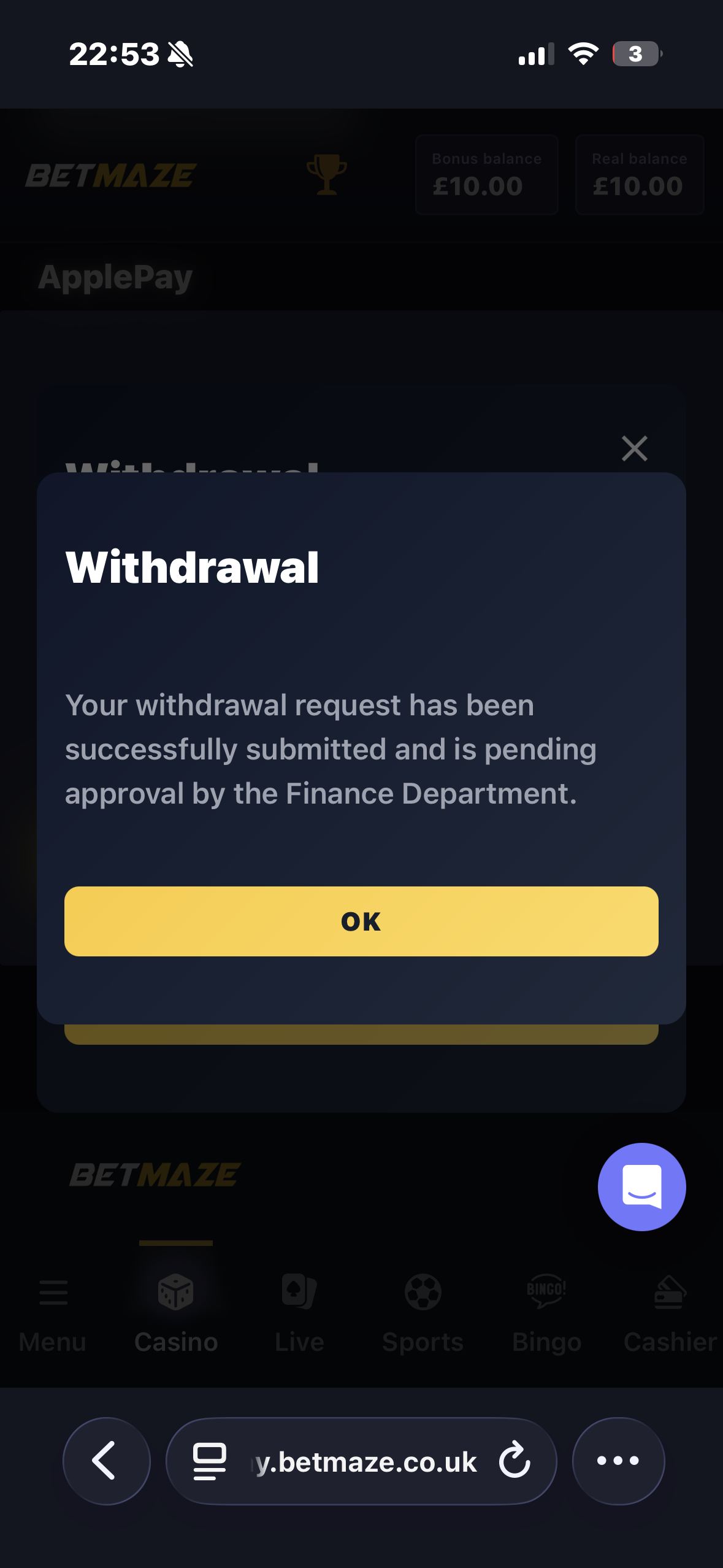 BetMaze Withdraw 6