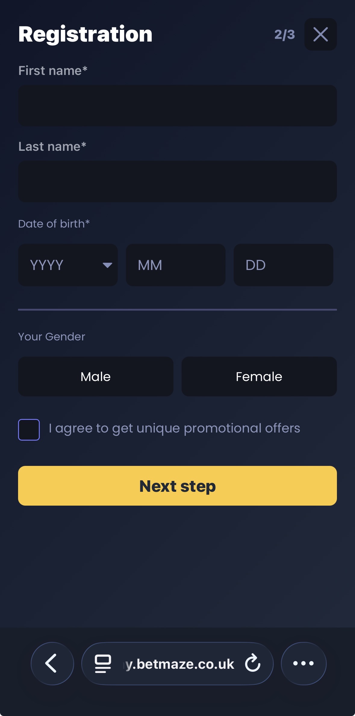 BetMaze Sign Up 3