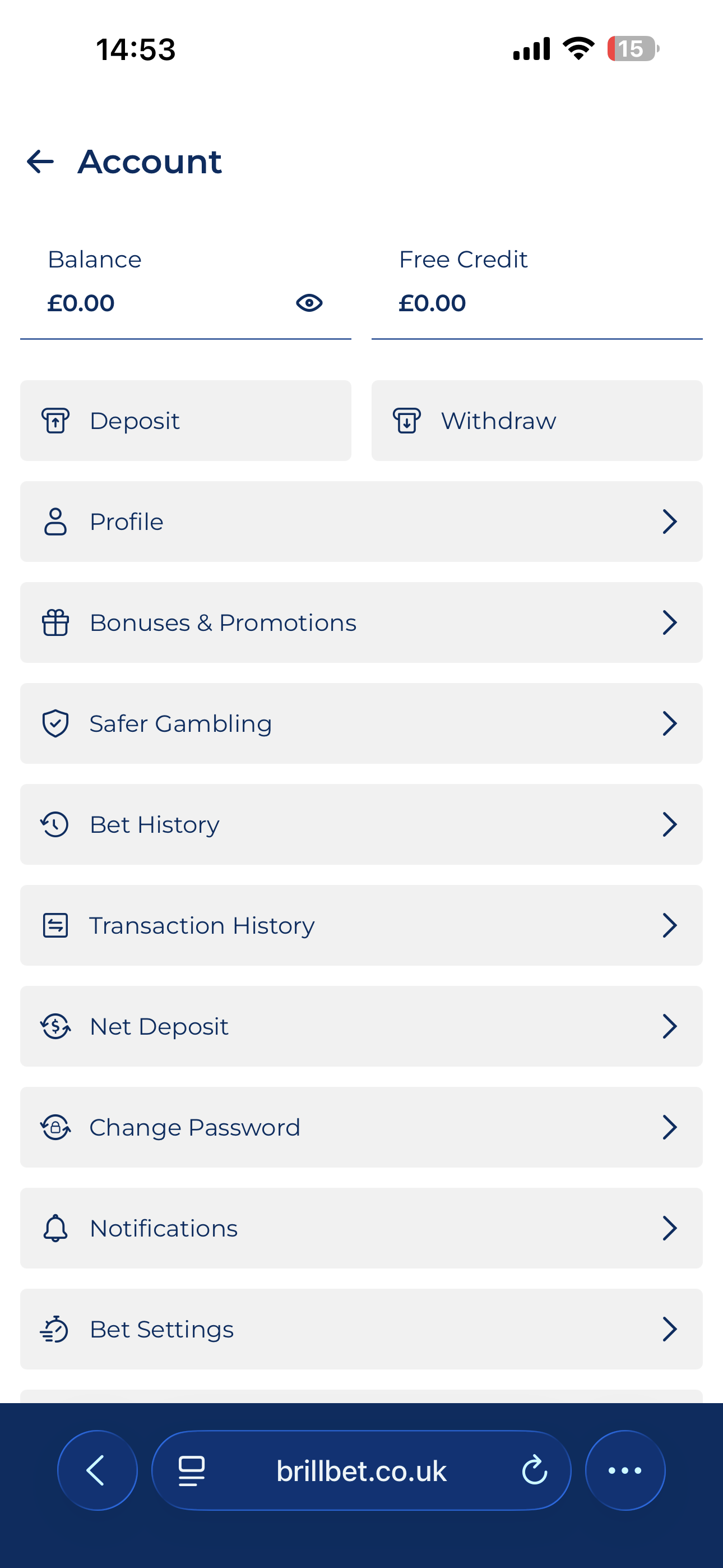 BrillBet Menu