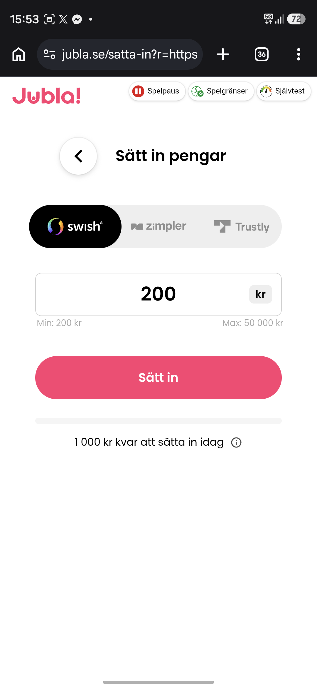 Insättning - Jubla
