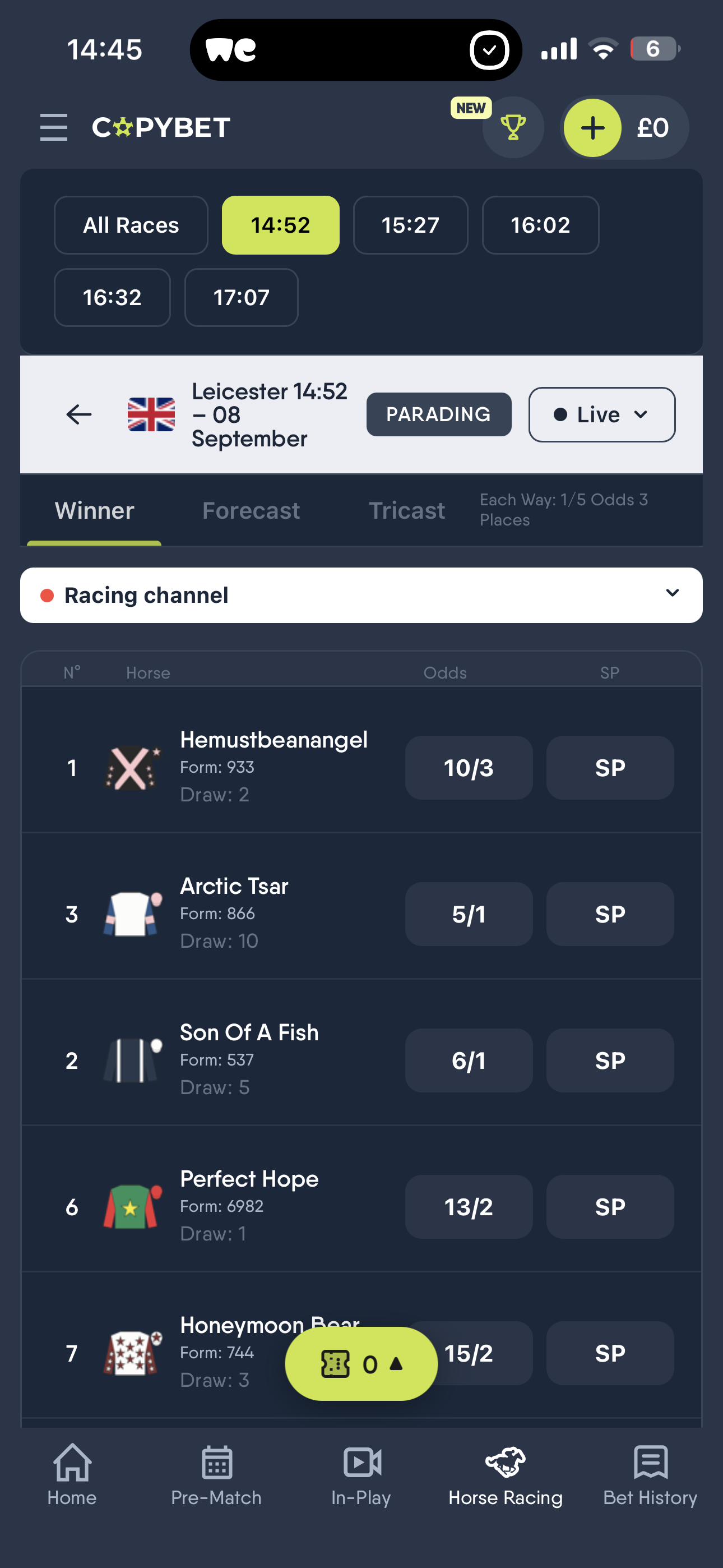 CopyBet Horse Racing