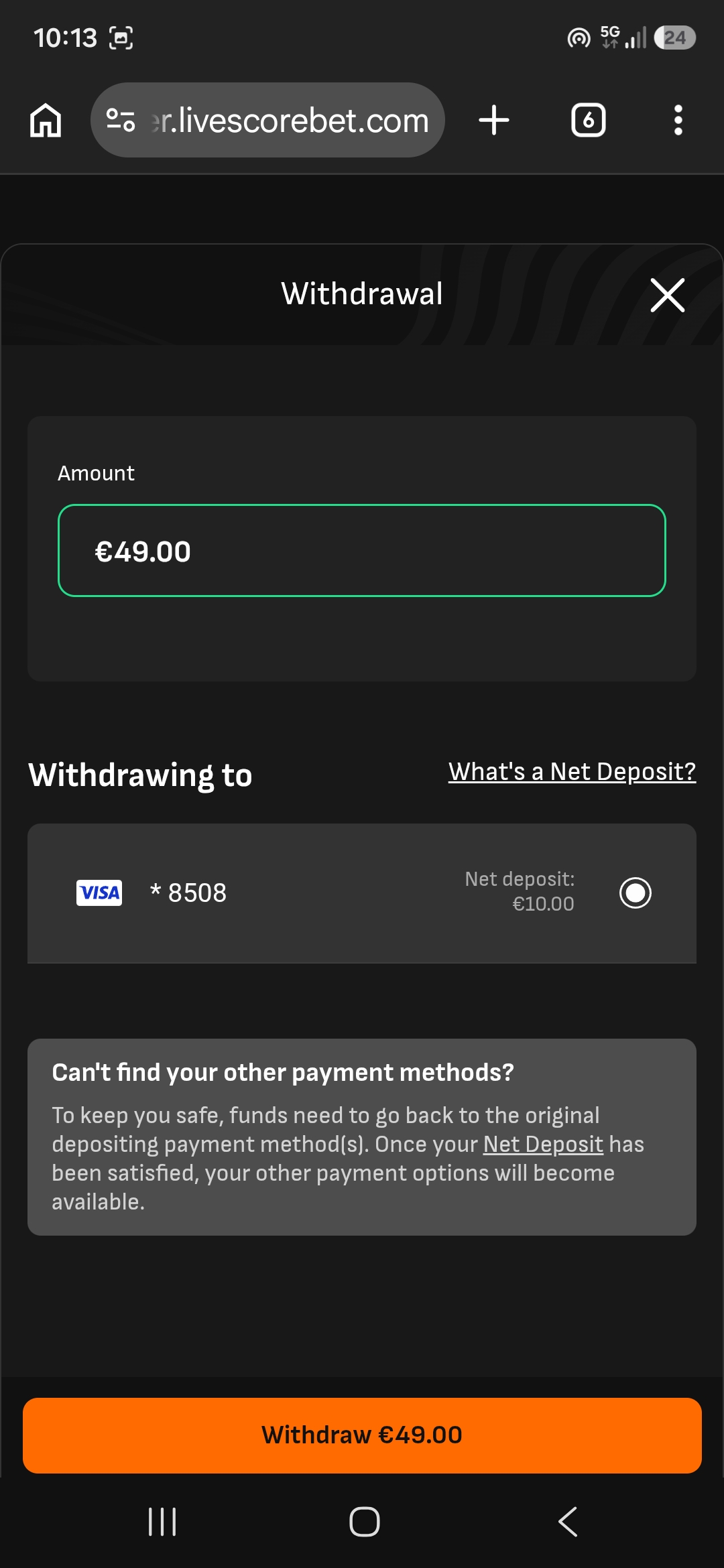 LiveScore Bet Withdrawal 3