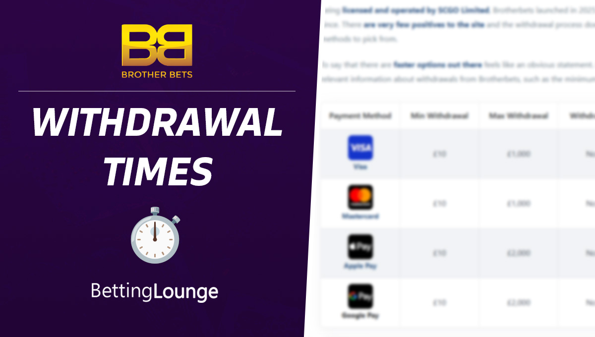 Brotherbets withdrawal times