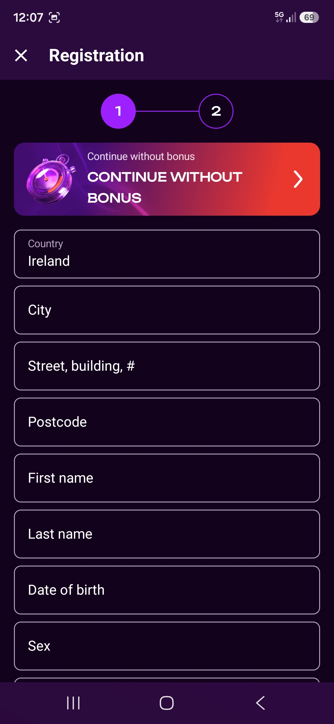 Tonybet registration 1
