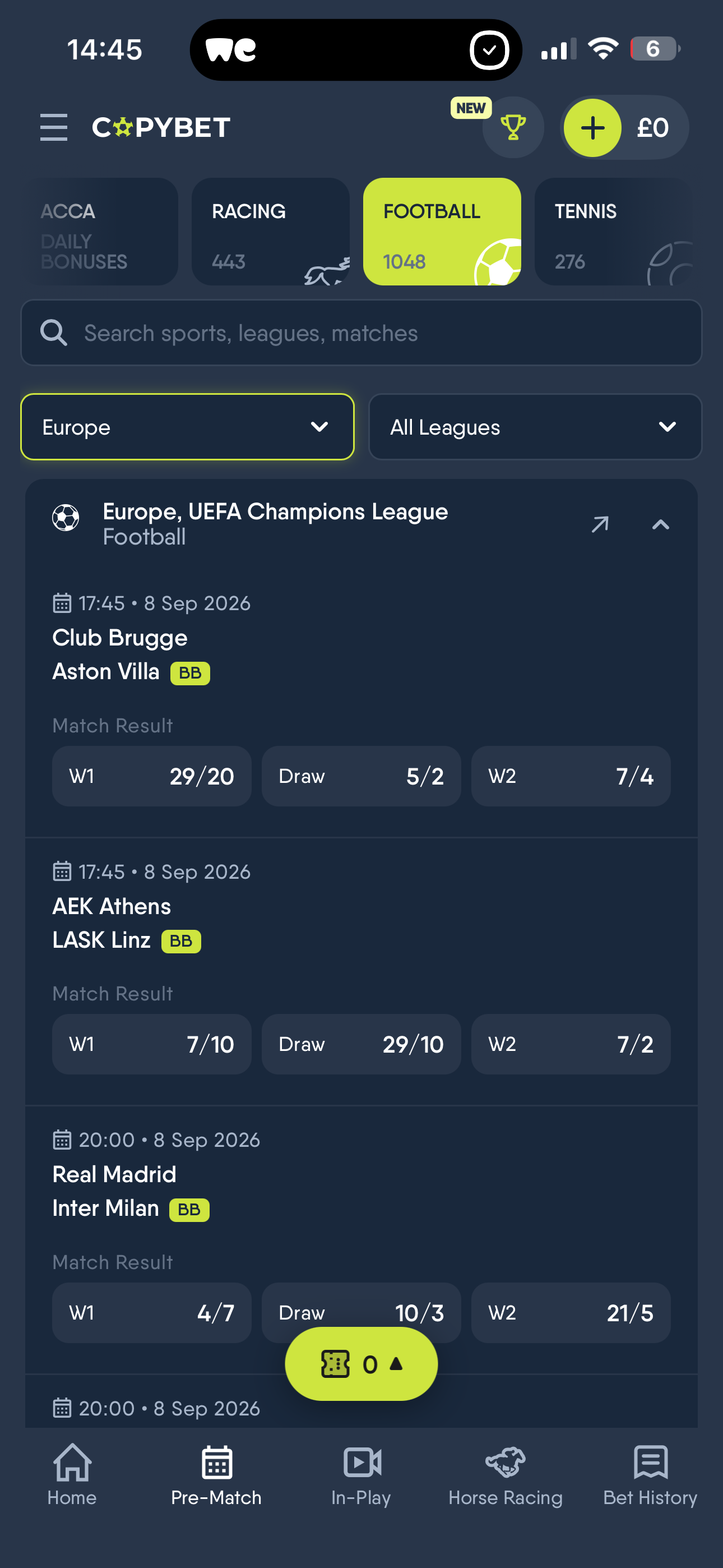 CopyBet Football