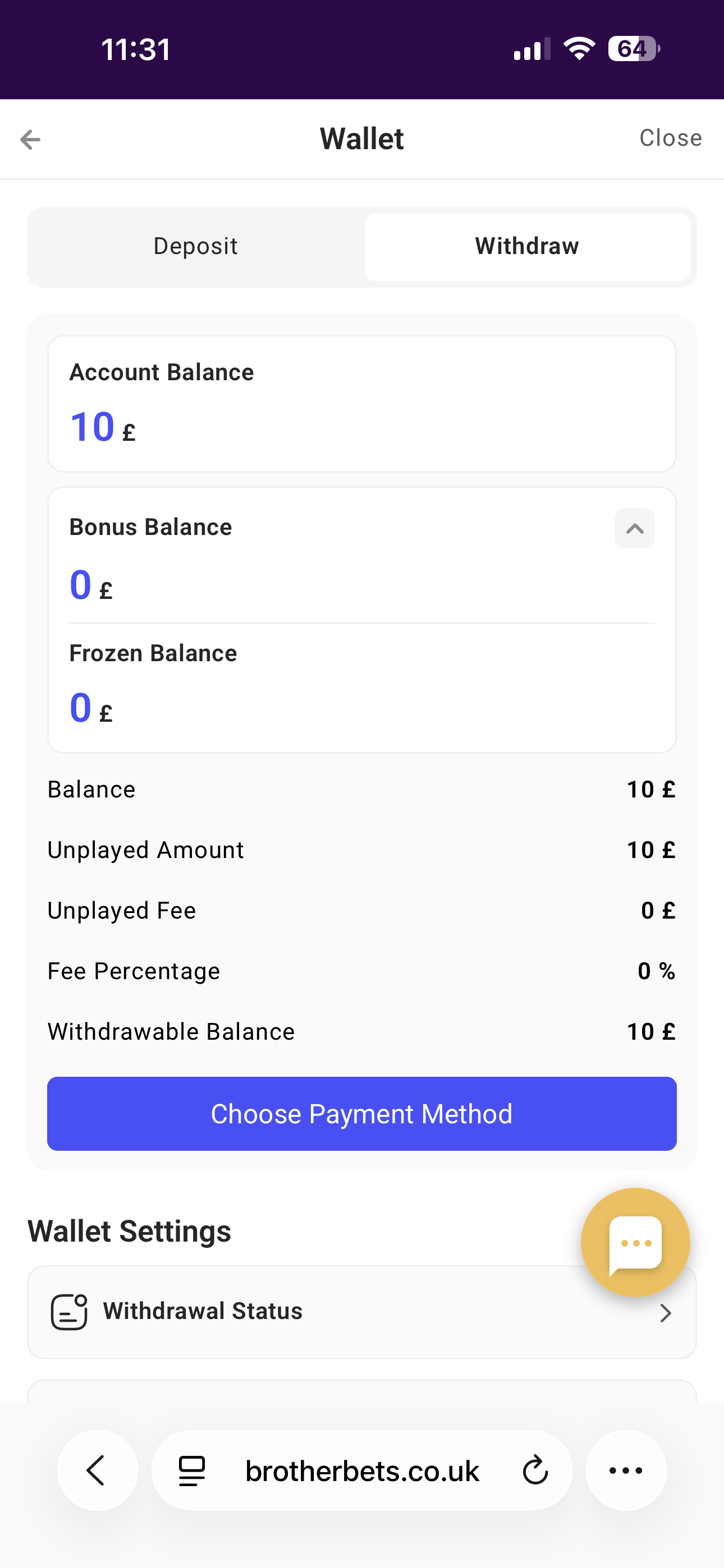 BrotherBets Withdraw