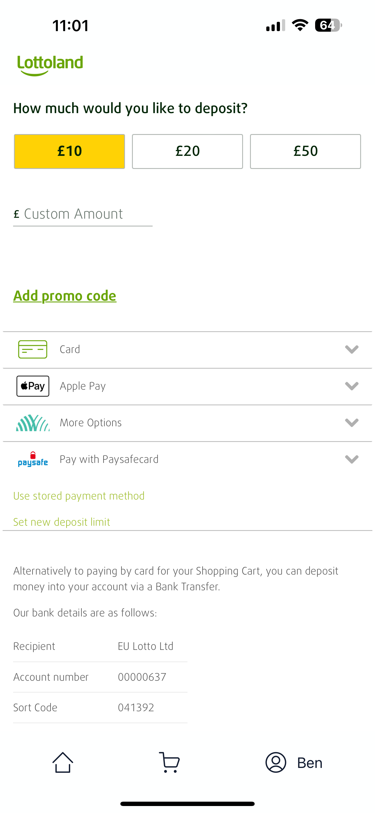 Lottoland Deposit Methods