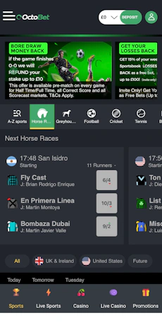 Octobet App Sportsbook Home