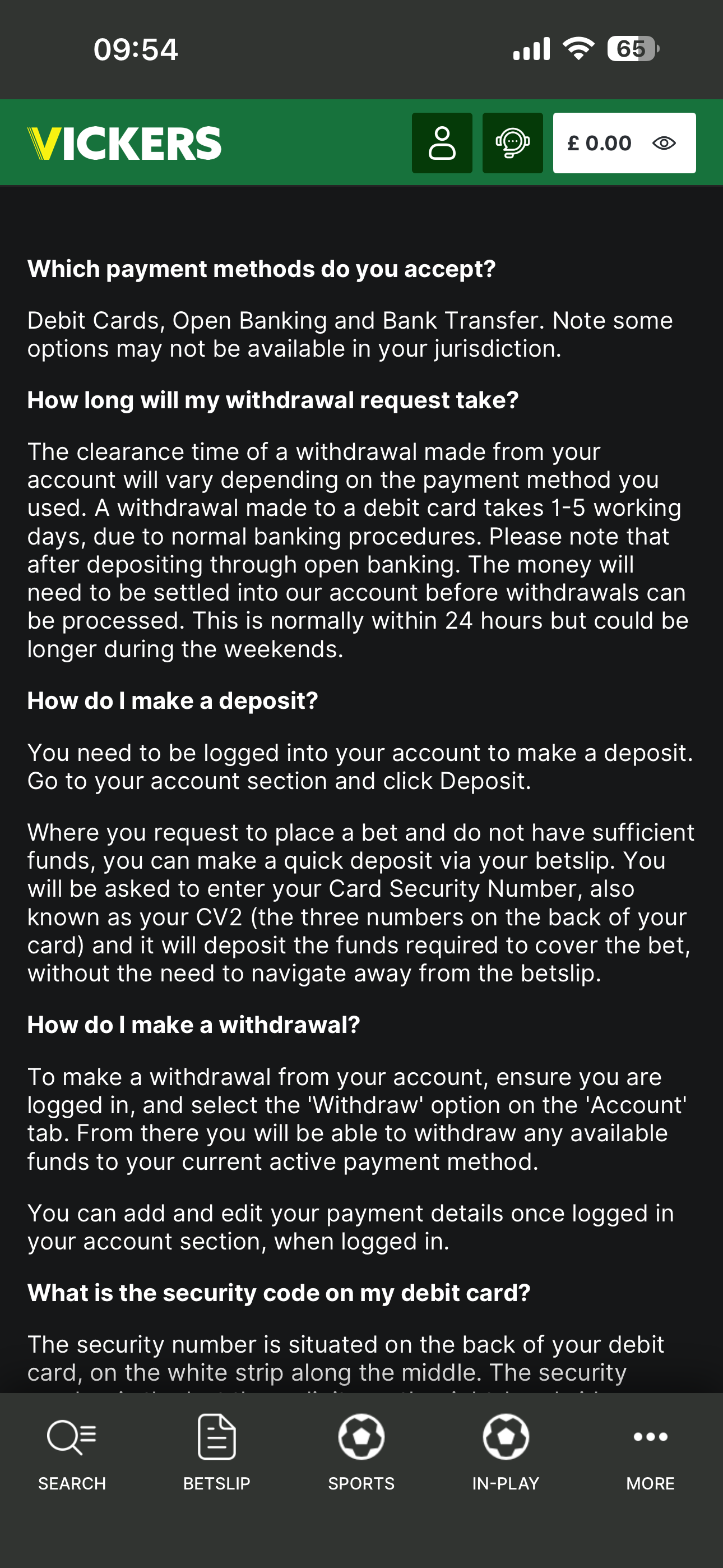 Vickers Bet FAQ