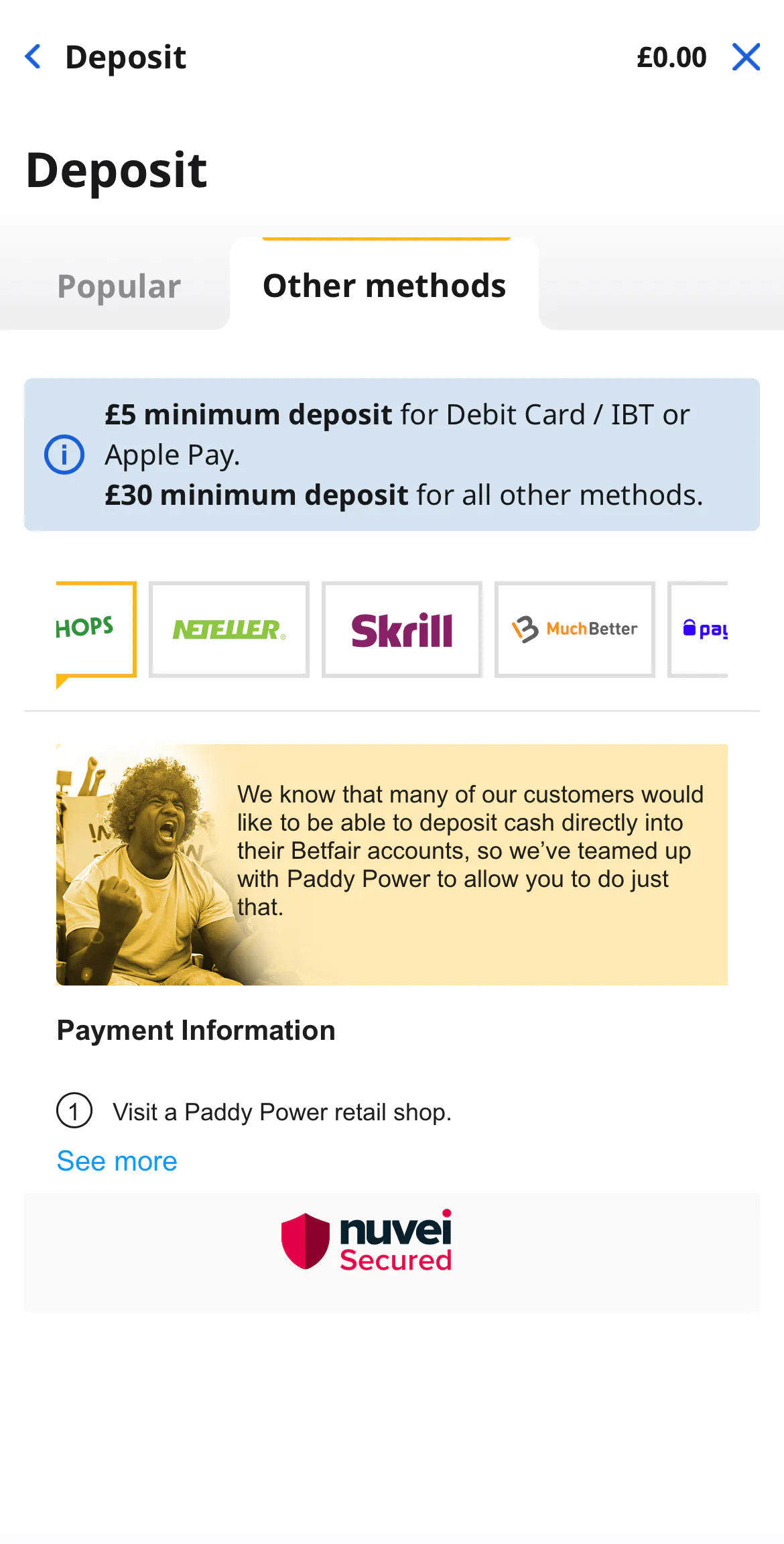 Betfair App Deposit Options