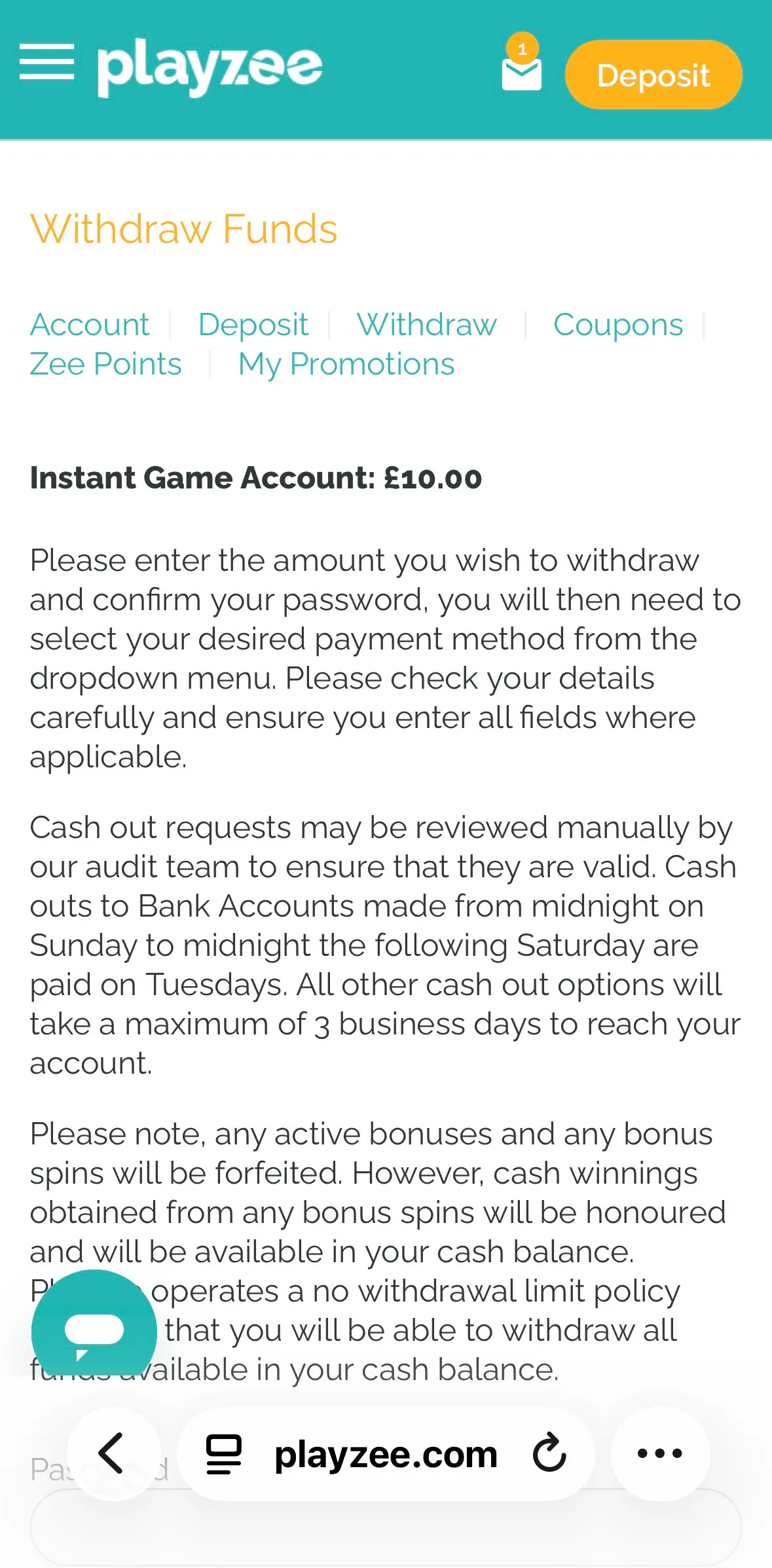 Playzee Withdrawal 3