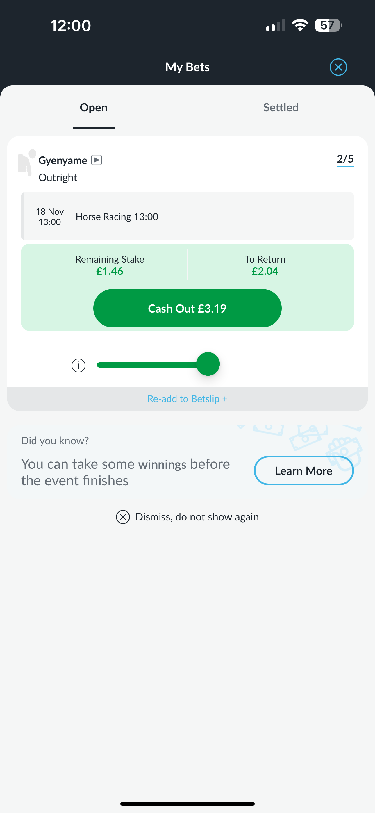 BetVictor cash out